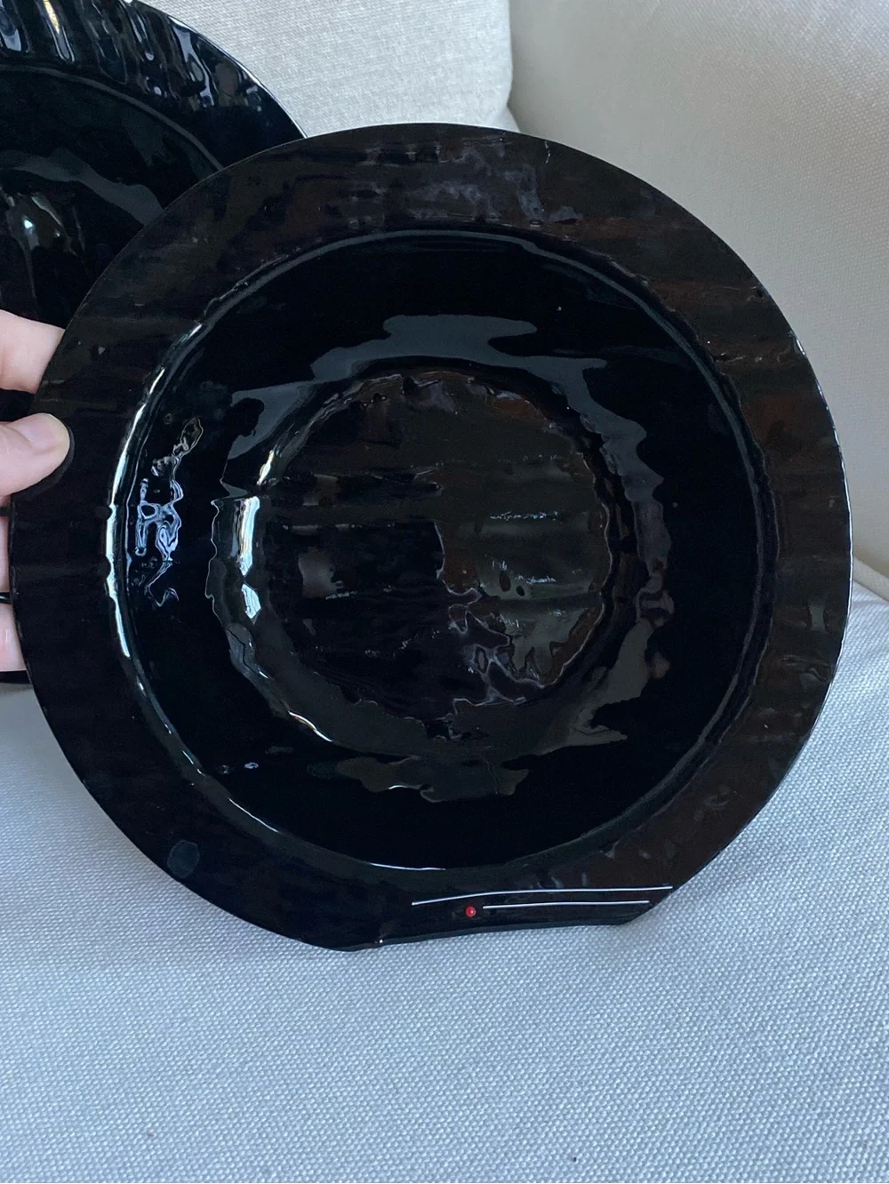2 1990 Mesolini Glass Studio Bowls Black Fused Glass Bainbridge Island WA